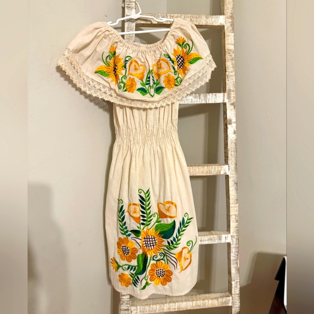 Floral Embroidered Off-Shoulder Dress